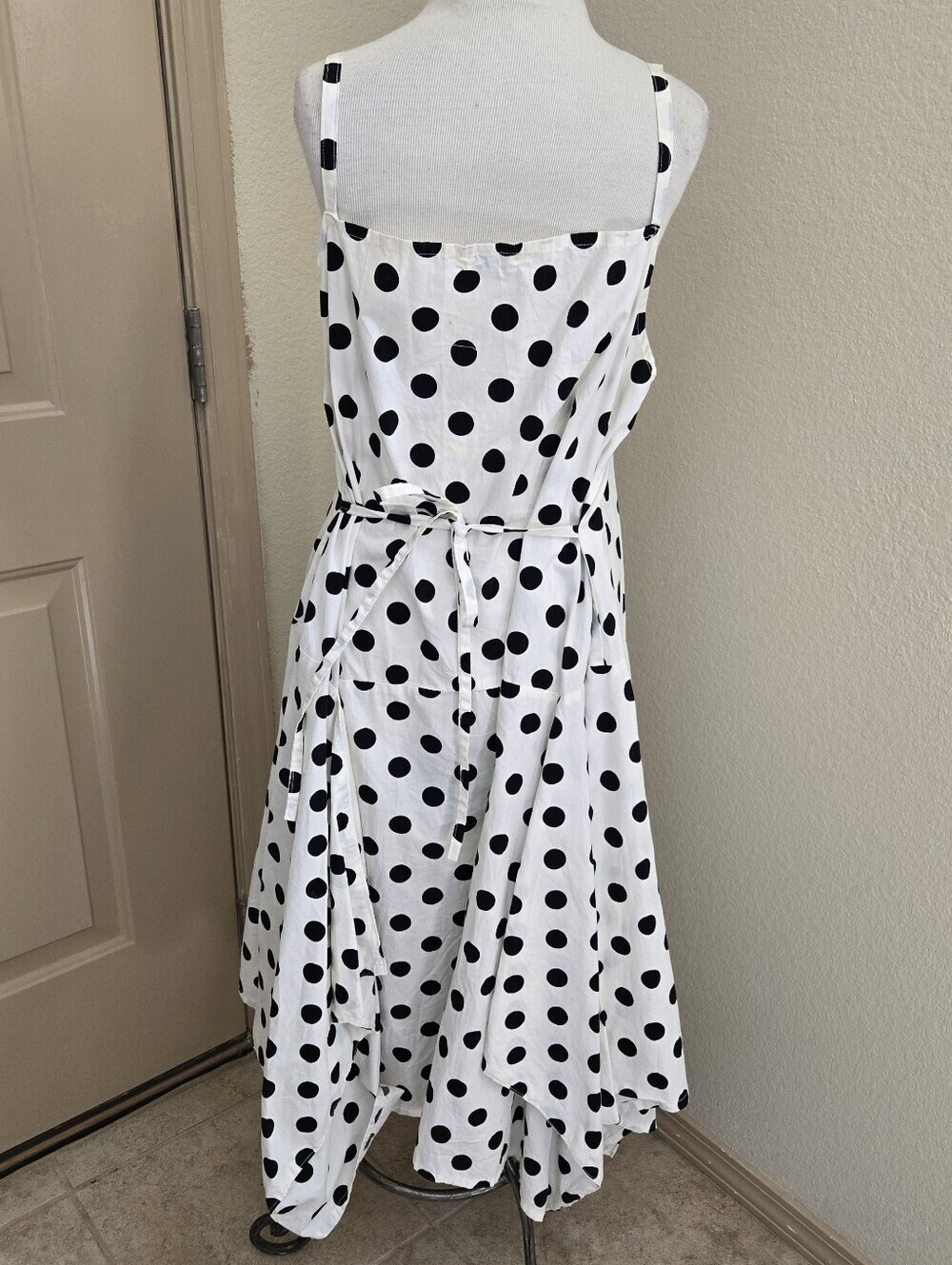 Krista Larson Polka Dot Tiered Asymmetrical Dress - Lagenlook One Size - Picture 6 of 9